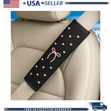 2pcs Bow Heart Car Seat Belt Covers Soft Comfortable Vehicle Shouldecolor Pink