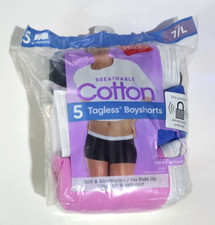 HANES Womans Underwear - Size 7/L 12-14 5 Pairs Boyshorts Assorted Colors NEW