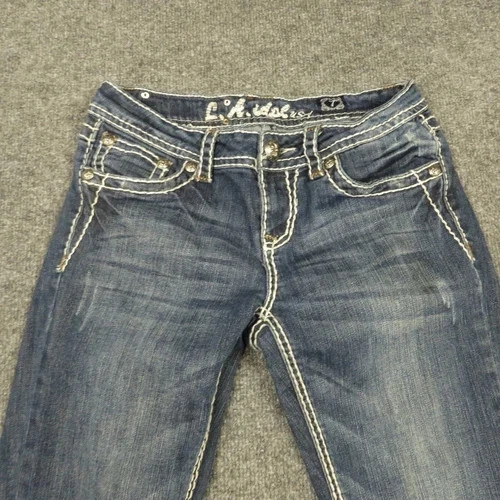 LA Idol Jeans Womens Size 7 Bootcut Flap Pockets Denim 5 Pocket Cotton Ladies - Image 2 of 4