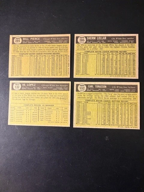Lote de 4 béisbol Topps 1961 diferentes. TODO ALTO GRADO. Pierce Bill de casi a casi nuevo Foto 2 de 2