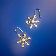 EUC Very Pretty Silver-tone Rhinestone Zirconia Snowflake Drop Dangle Earrings