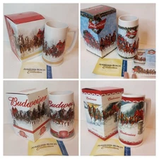 Set of 4 Budweiser Holiday Steins 2009-2012 NIB w/ COA