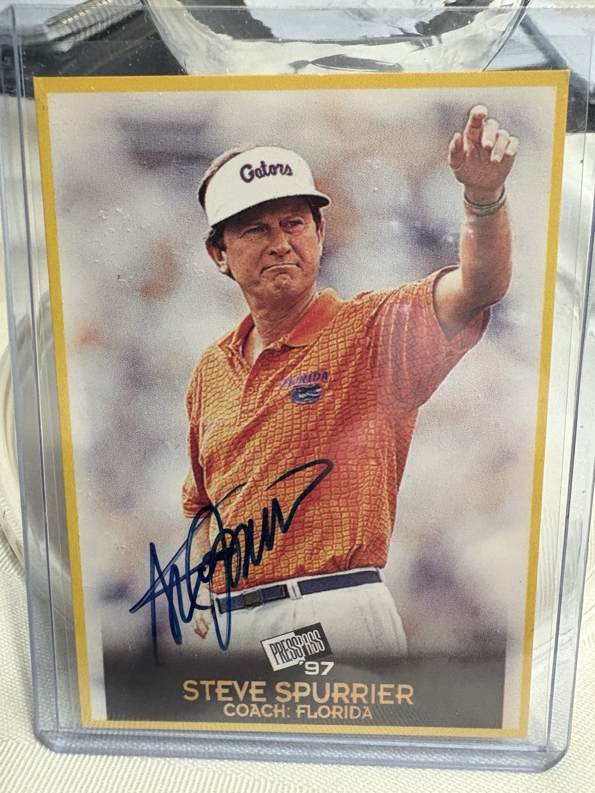 Steve Spurrier Autographed Signed Florida Gators 1997 Press Pass Auto 