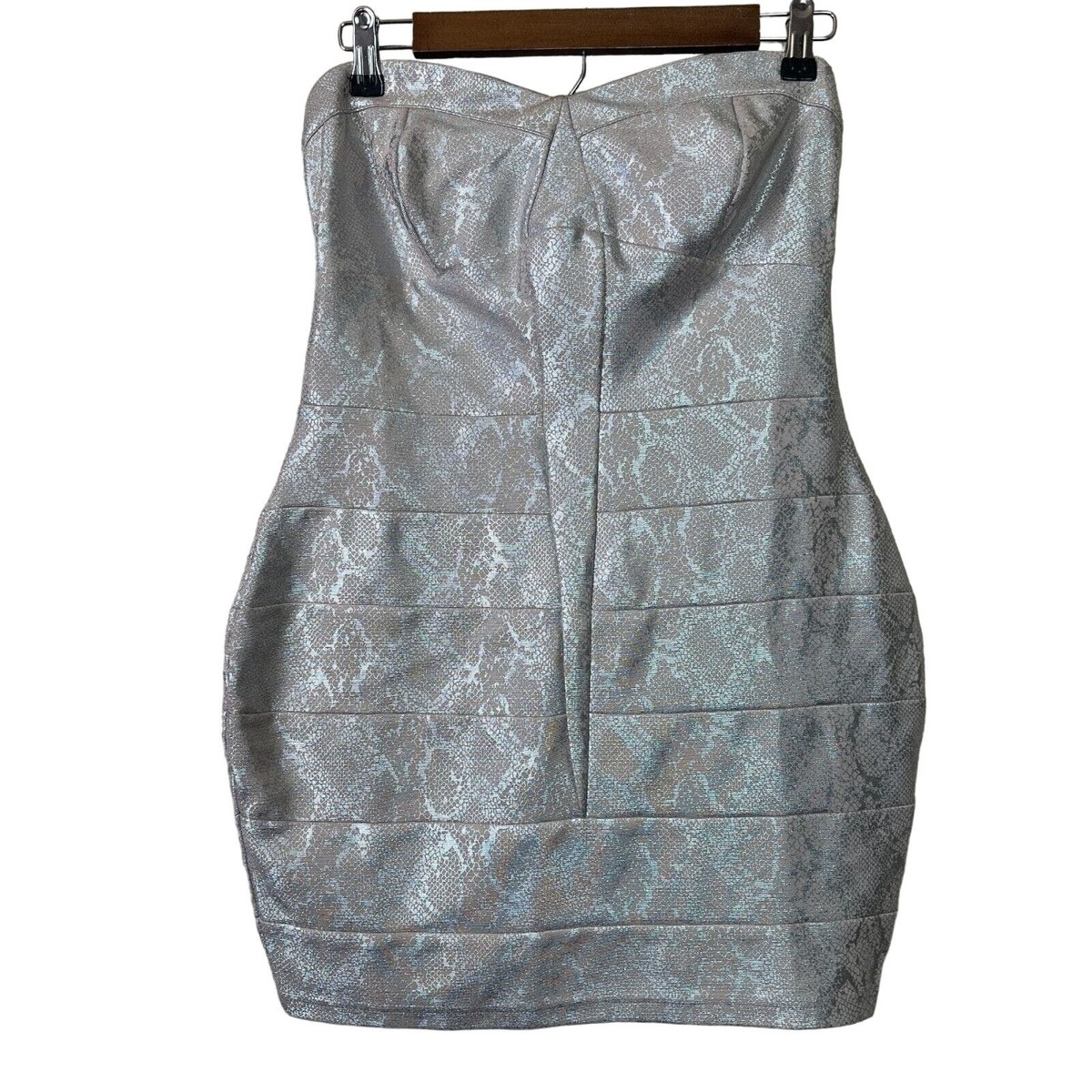 Lipsy London Womens Sz 8 Strapless Mini Dress Gold Metallic Bandage | eBay