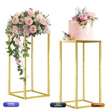 TUSPEU Cylinder Stands 2pcs Gold Square Pedestal Stands 23.6 inch Tall