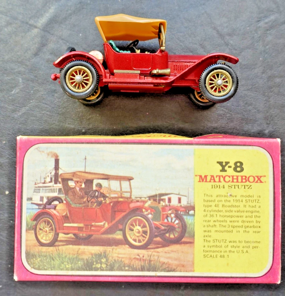 Y 8 1914 Stutz Type 4 E Roadster Models of Yesteryear Matchbox - mit orig Box - - Bild 2 von 4