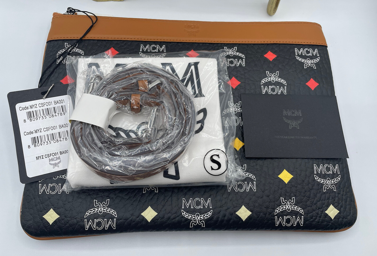 NWT MCM Medium Visetos Logo Crossbody Pouch Clutch Bag Spectrum Diamond Limited image 3