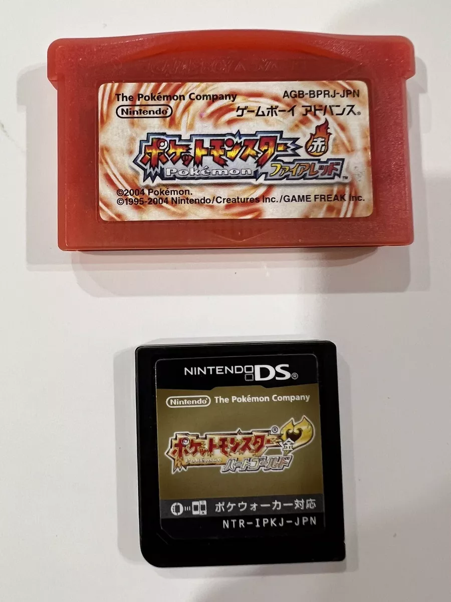 Pokemon Fire Red &amp; Heart Gold 2set Nintendo DS GameBoy Advance Japanese NDS GBA