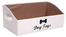 Linen-Cotton Blend Dog Toy Basket,Collapsible Dog Toy Box,Dog Toy Bin Storage...