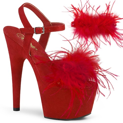 Red faux suede feather 7\