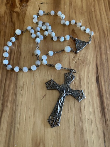 Antique Natural Moonstone Beaded 800 Silver Crucifix Rosary ๐ฟ - Picture 13 of 13
