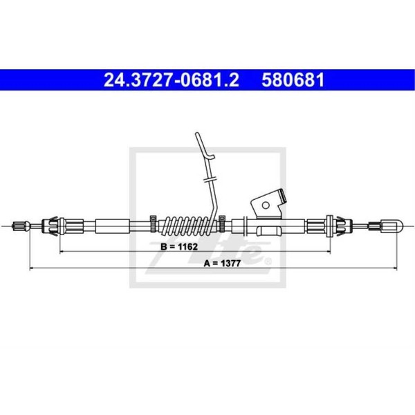 ATE Handbremsseil Bremsseil Hinten Links FüR Ford Transit Custom Kasten-image