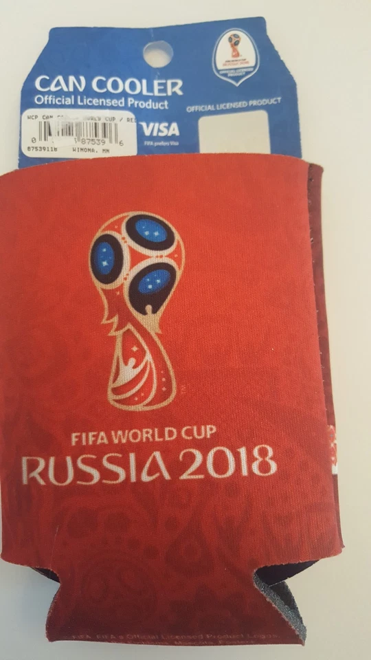 Copa Mundial de Fútbol de Rusia 2018 WinCraft lata de bebida Koozie enfriador rojo NUEVO Foto 3 de 4