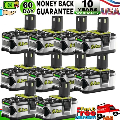 1-10PACK 8.0Ah For RYOBI P108 18V For One Plus High Capacity Lithium Ion Battery