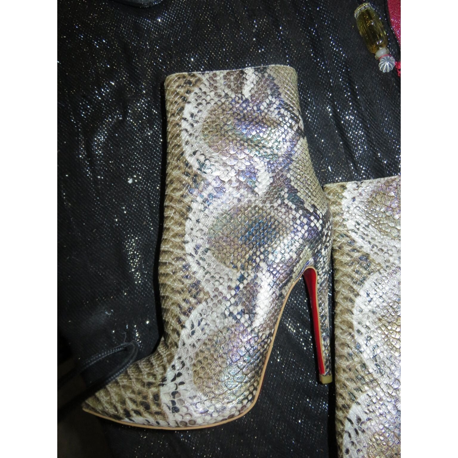 Python Embossed Faux Vegan Leather Stiletto Booti… - image 8