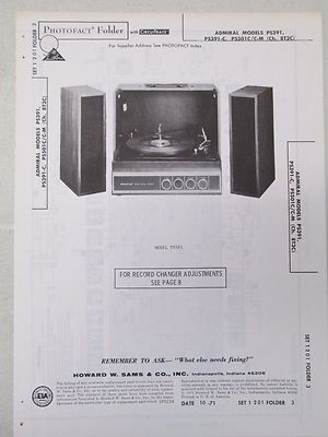 #ad #ad Howard Sams Photofact Folder Radio Parts Manual Admiral PS391 PS391 C PS501C C M $14.95