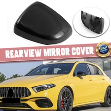 Left For Mercedes W177 2019-23 A220 Gloss Black Wing Mirror Cover Cap Assembly