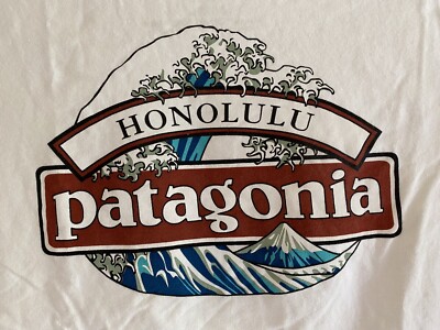 Patagonia Honolulu Hokusai Wave Tee - Mint - Mens XS - White