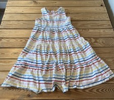 Hanna Andersson Girl&rsquo;s Stripe Sleeveless dress size 10 White E7