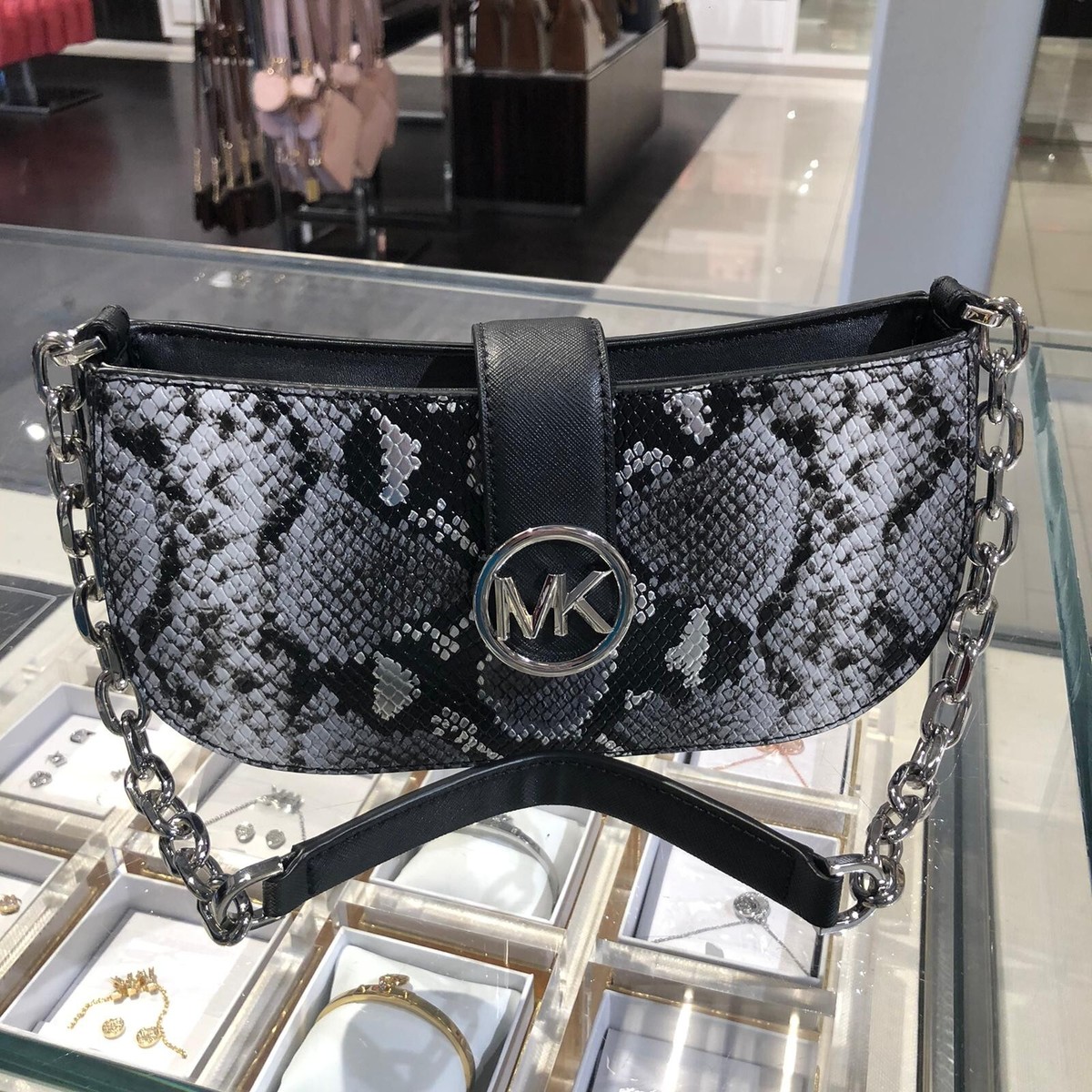 Michael Kors Carmen Small Two-Tone Snake Non-Leather Vegan