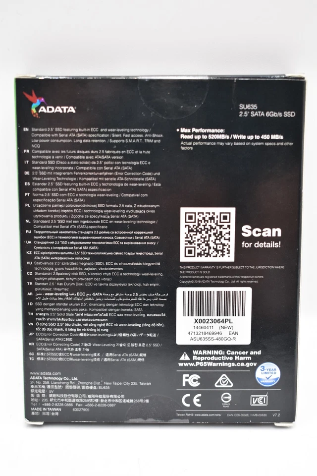 ADATA SU635 480GB 2.5 SATA 6Gb/s Solid State Drive - Image 3 of 3