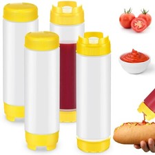 4 Pcs Squeeze Bottles Refillable 20 oz, Inverted Plastic Tip Large Valve Disp...