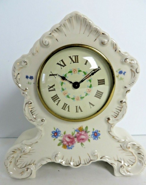 Vintage Lux Alarm Clock No. 7 Ornate Ceramic With with Flowers USA 2650 eBay