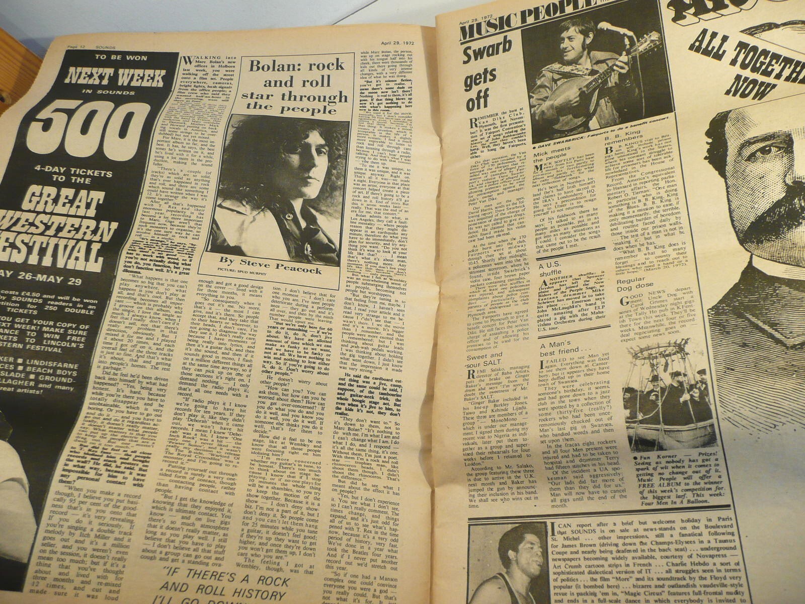 SOUNDS MUSIC NEWSPAPER 29/04/1972 WITH IAN ANDERSON JETHRO TULL POSTER