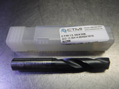 CTMI 13.50mm Coolant Thru Carbide Drill 3xd 13.50x14.00x60x107IK ALCRN (LOC1788B