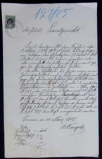 Liechtenstein document revenue 50 H 1905 Stempelmarke fiscal