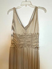 Robe De Cocktail Elie Tahari - Beige à Paillettes Dorées, Taille 2 - Neuf Sans étiquettes