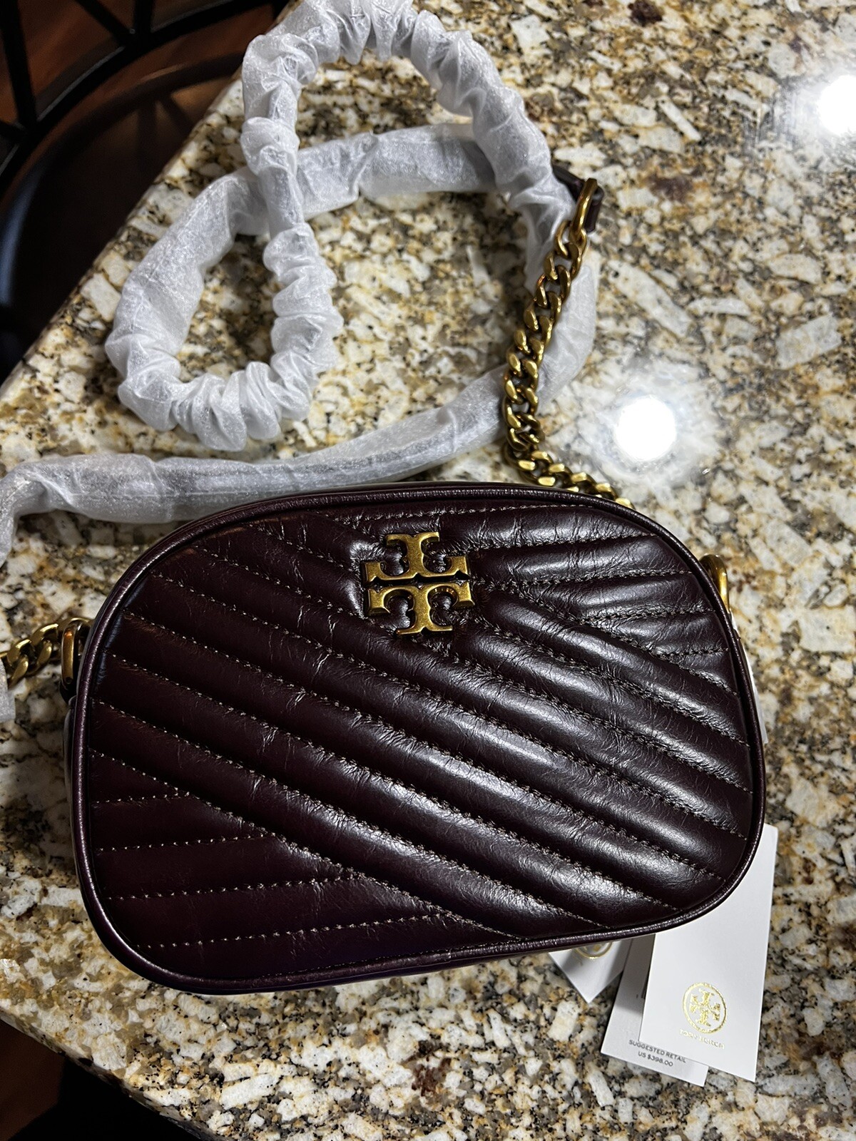 NEW Tory Burch Women's Kira Fig Glazed Leather Camera Handbag Crossbody image 2