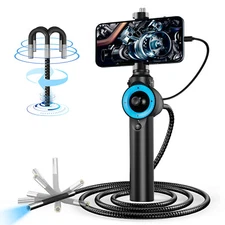 Oiiwak 3FT 6MM Endoscope Camera Borescope 4-Way 360° Articulating IP67 Oilproof
