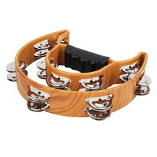 Handheld Tambourine,Rattle wth Double Row 20 Pairs Metal Jingles Tambourine f...