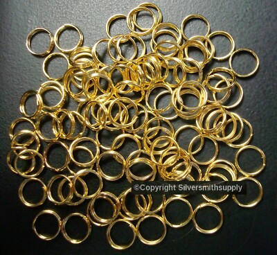 8mm Gold plated split rings jump rings 100pcs charm attachment or clasp  FPC021B