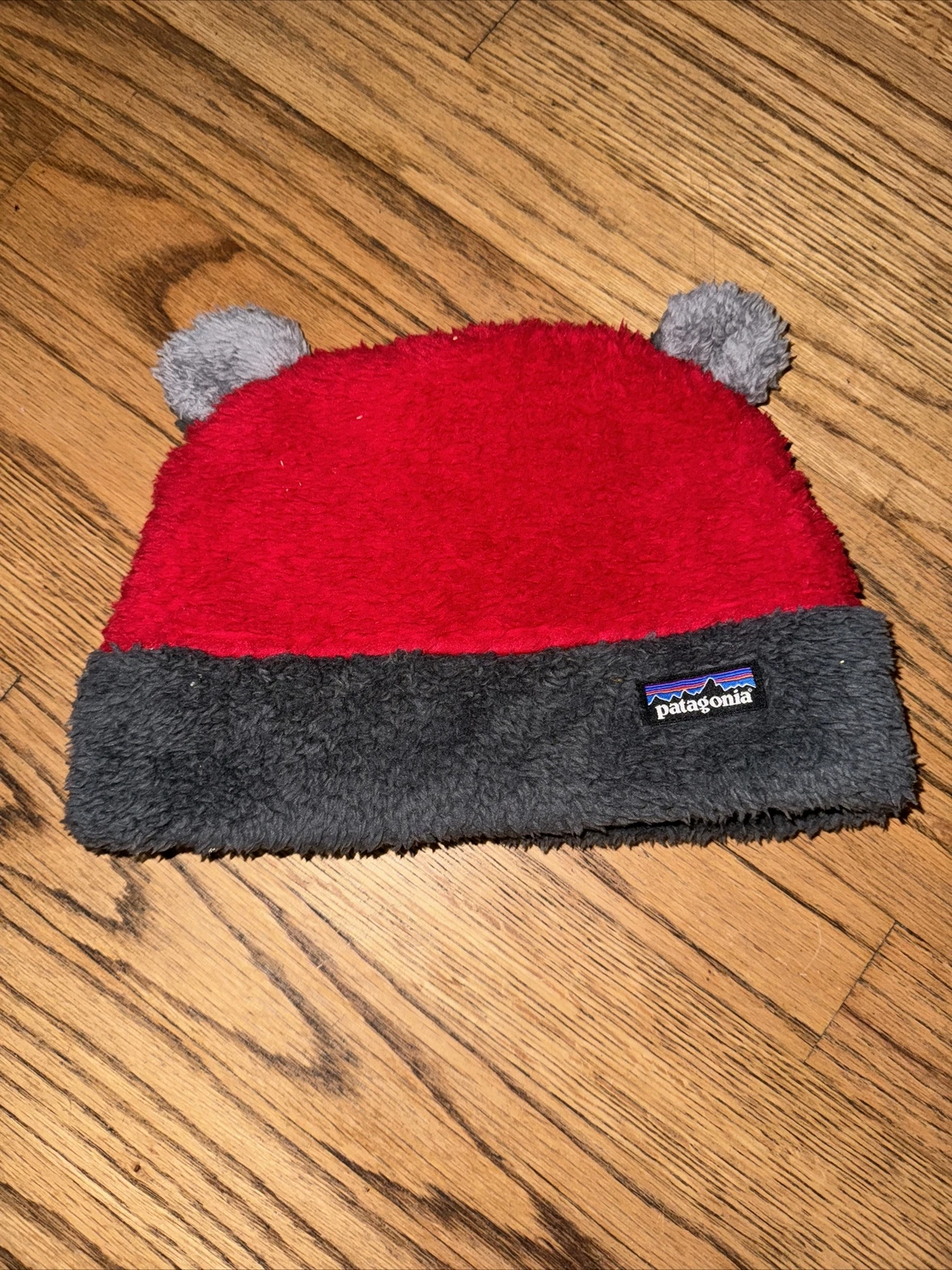 Patagonia Baby's Furry Friends Hat - Classic Red 24 Months Gray EUC