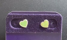 Sterling Silver Green Enamel Heart Earring