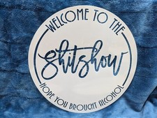 9Pcs WELCOME Round Stencils Hotel Welcome Sign DIY Making Templates Craft Decor