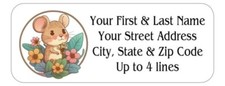 150 Cute Mouse Flowers Mailing Return Address Labels Personalized 1 x 2 5/8 in.