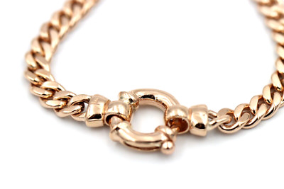 Genuine New 9ct Rose Gold Solid 19cm Kerb Curb Bracelet with Bolt Ring