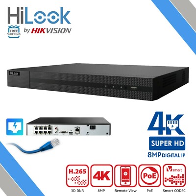 HIKVISION HILOOK 4CH 8CH 16CH 8MP IP POE 4K NVR CCTV SICHERHEIT NETZWERK RECORDER