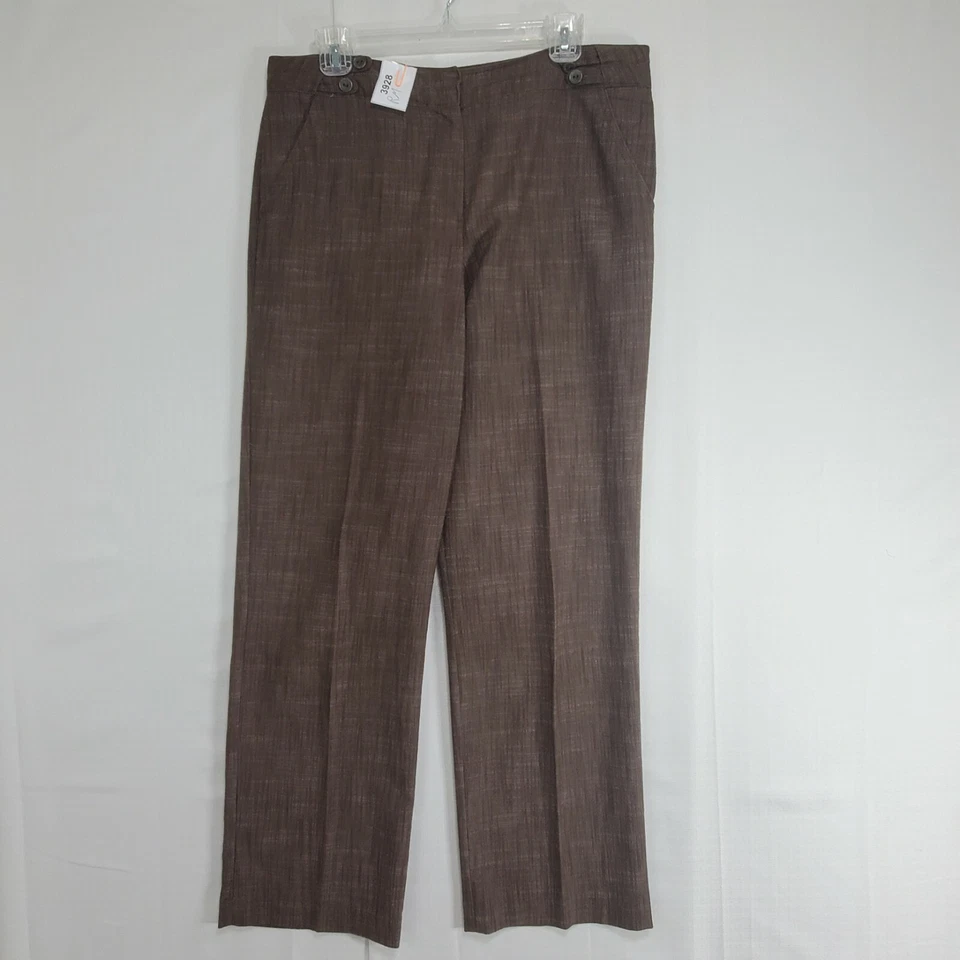 Новые направления коричневый платье брюки размер 12 плоский передний 31 внутренний шов прямые штанины кнопки - Изображение 4 из 4