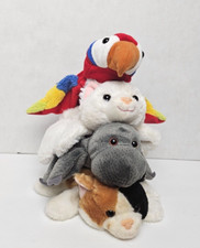 hand puppets soft animals cat kitten dinosaur parrot 4 pcs 12inch