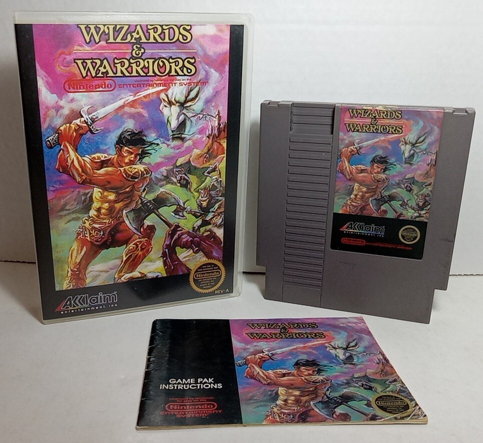 Wizards Warriors (Nintendo NES) with Manual, Replacement Case, Blue PCB  *READ*