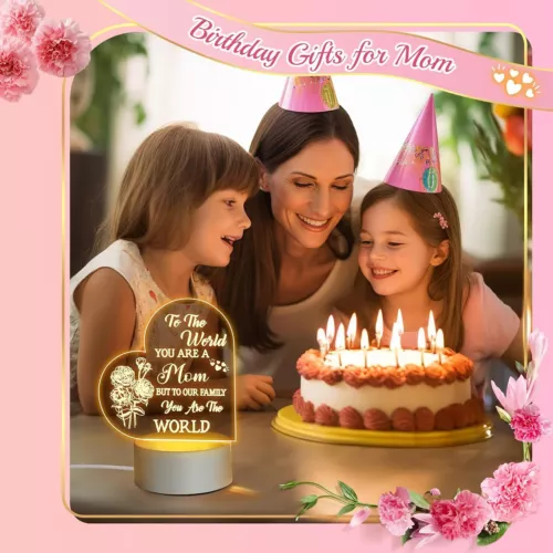 Luz nocturna grabada para mamá - Regalo conmovedor "You Are The World", alimentación USB - Imagen 6 de 8