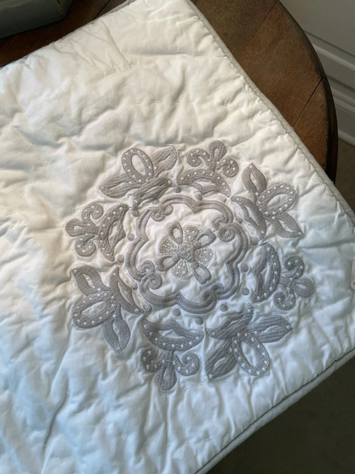 Pottery Barn Kids Embroidered Baby Quilted Sham Gray/White NWT - Image 2 of 4