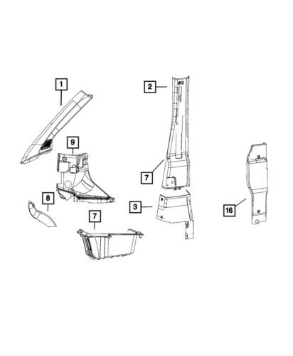 Moldura del pilar A para Ram ProMaster 1500 2016-2017 (N/P 1YA73LA6AD)