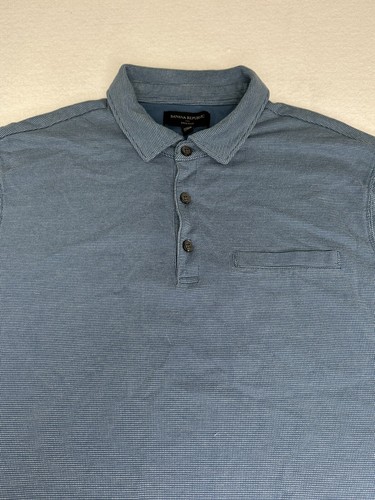 Banana Republic Men's Dress Polo Shirt XL Blue Short Sleeve Size XL