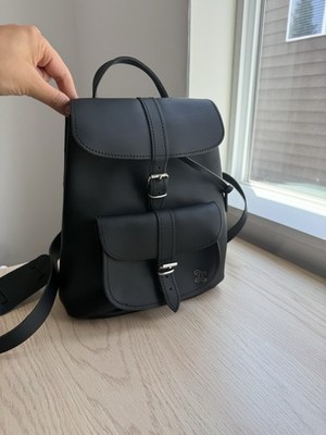 Grafea Small Leather Backpack - Made in England - Black