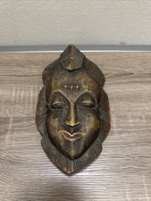 African Baule Authentic Tribal Art Primitive Face Carved Mask Collectible